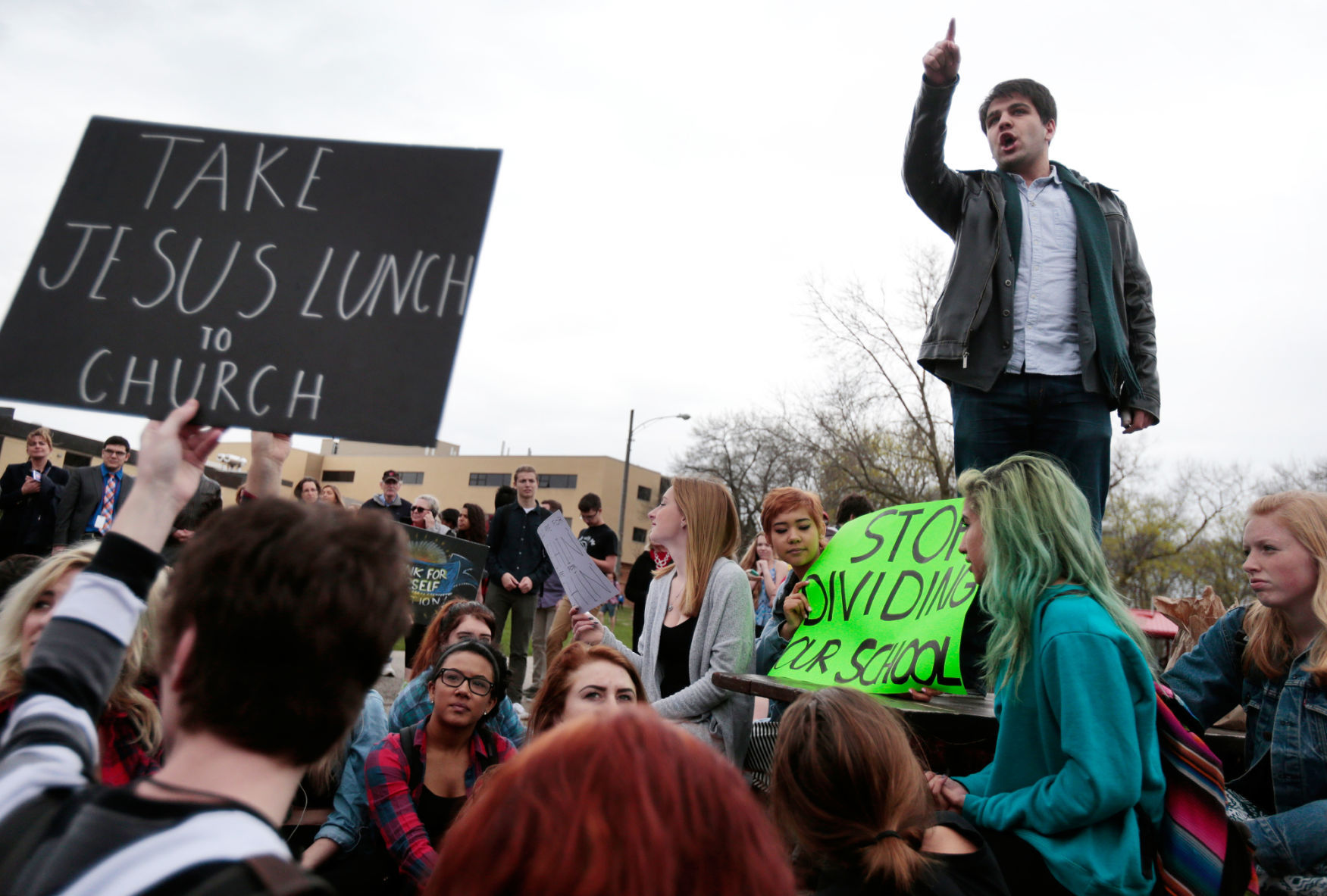 Joshua Biatch protests 'Jesus Lunch'